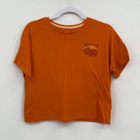 Wonder Nation T-shirt Nature Club Mountains Orange Cropped Oversized XXL 18 - Picture 1 of 7